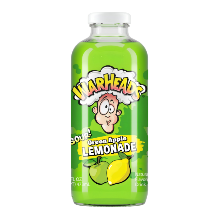 WARHEADS SOUR GREEN APPLE LEMONADE GLASS BOTTLE